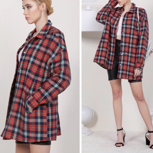 Eggie | Plaid Flannel Snap Button Closure Quilted VSCO Unisex Shacket - Picture 1 of 12